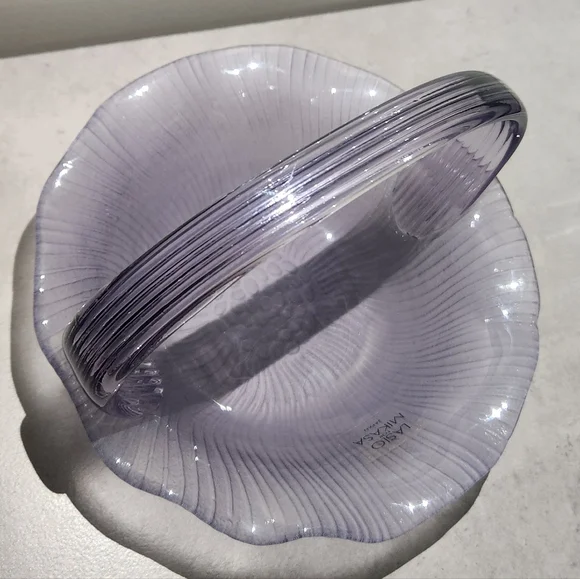 🌟 Laslo Mikasa Japana Vintage Lavender Glass Candy Dish Bride's Basket Purple - Picture 6 of 16